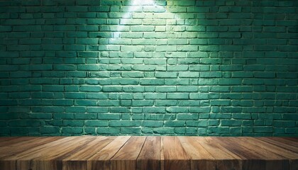 vignette and light on green brick wall background - obrazy, fototapety, plakaty
