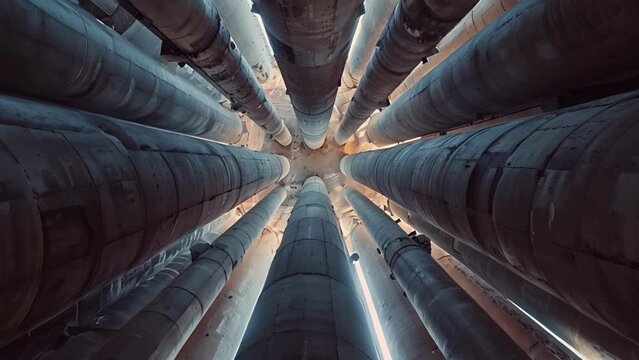 The interior of the grain silo is a labyrinth of columns and corridors all designed to maximize storage space and protect the grains from external factors.