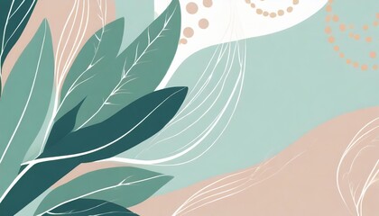 leaves background in aesthetic minimalism style soft pastel and neutral colors elements for social media elegant premium design with minimal style touch of sophistication to any project - obrazy, fototapety, plakaty