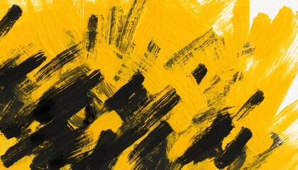 yellow and black paint background texture with brush strokes