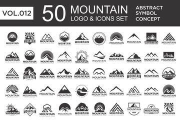 Fototapeta premium Set of abstract mountain logo design template. Vector illustration