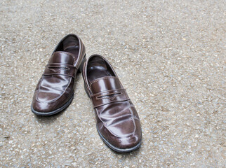 leather shoes on the floor