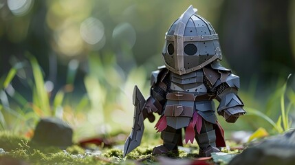 Detailed papercraft armor for a gnome knight, showcasing precision and craftsmanship in each fold, up32K HD