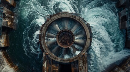 Exploring the intricate design of hydropower turbines at work, professional color grading