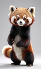 red panda in white background