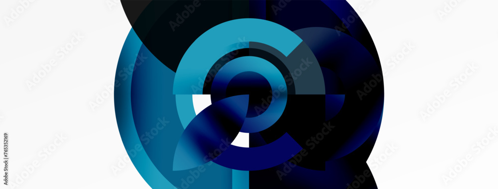 Aufkleber Round elements and circles geometric minimal composition background. Vector Illustration For Wallpaper, Banner, Background, Card, Book Illustration, landing page