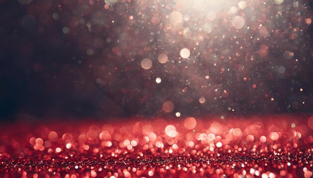 bokeh background with red and silver light glitter and diamond dust subtle tonal variations abstract maroon red christmas holiday winter background of falling red sparkle bokeh