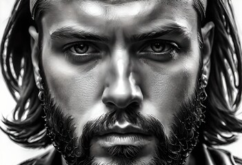  photo realistic illustration of  a handsome serious intense white caucasian male man model