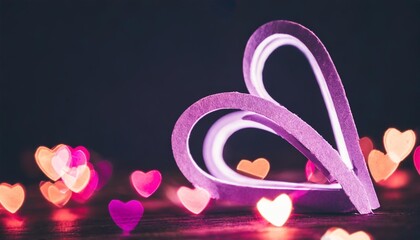 light neon lighting bokeh valentine background abstract background with purple and pink hearts bokeh valentine s day wallpaper