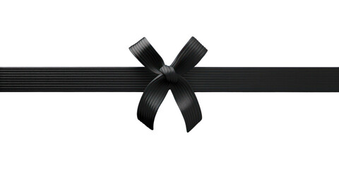Black ribbon isolated on transparent png.
