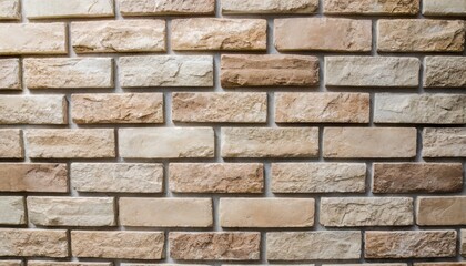 empty background of wide cream brick wall texture beige old brown brick wall concrete or stone textured wallpaper limestone abstract flooring grid uneven interior rock home decor design backdrop