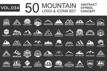 Set of abstract mountain logo design template. Vector illustration