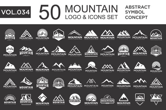 Set of abstract mountain logo design template. Vector illustration