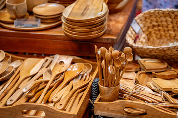 Traditional Wooden Craft displayed in a traditional craft exhibition held in ,Jakarta, Indonesia 