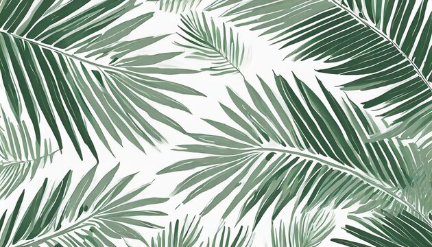 minimalist palm leaf pattern composition on white background