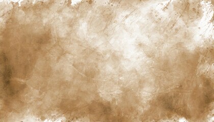 old brown paper parchment background with distressed vintage stains and ink spatter and white faded grainy watercolor stains elegant antique beige color - obrazy, fototapety, plakaty