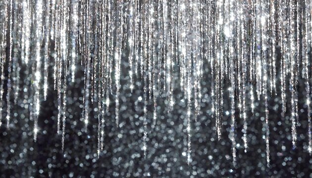 silver glittering rain like a curtain background with blank space