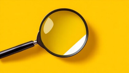 magnifying glass loupe search symbol on yellow background with copy space banner - obrazy, fototapety, plakaty