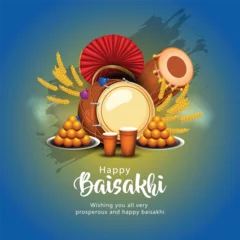 Fototapeten Happy Baisakhi festival of Punjab India background. Vaisakhi elements background. abstract vector illustration banner design © Arun