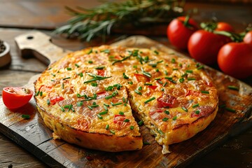 Spanish omelette with potatoes and onion, typical Spanish cuisine. Tortilla espanola. - 765357568