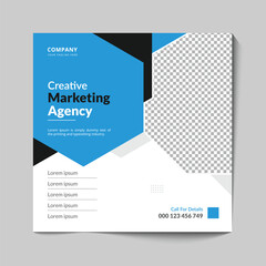 Instagram social media post template with creative marketing agency webinar concept design