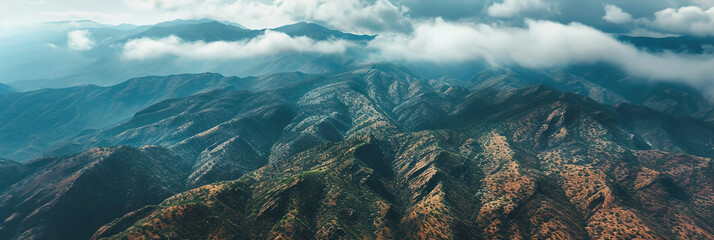 Overhead shots of mountain ranges showcasing abstract patterns. - obrazy, fototapety, plakaty