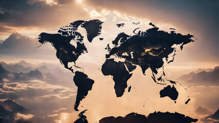 Digital map image of Globe.  Worldwide globalization concept. Futuristic connect world digital, AI generated image