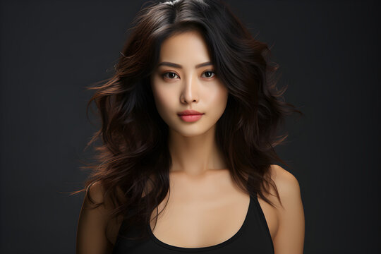 Asian woman face with smooth health skin for advertising design