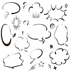 吹き出し　手描き　ラフ　カリグラフィー　線　フレーム　あしらい　飾り　イラスト素材セット