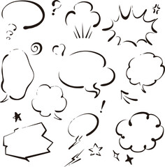 吹き出し　手描き　ラフ　カリグラフィー　線　フレーム　あしらい　飾り　イラスト素材セット