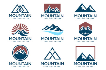 Set of mountain and outdoor adventures logo . Vector illustration
