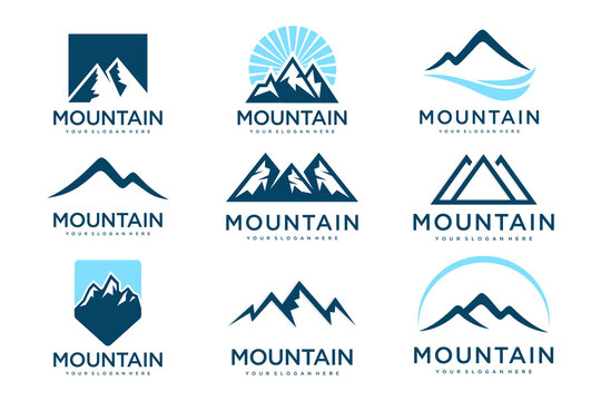 Set of mountain and outdoor adventures logo . Vector illustration