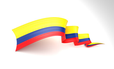 3d Flag Of Colombia 3d Shiny Waving Twisted Ribbon Flag Isolated On White Background 3d Illustration