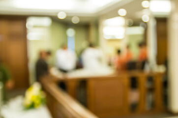 Blur image of  hotel reception with bokeh on day time