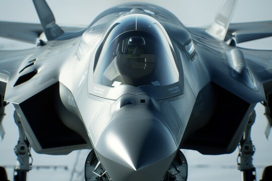 A detailed image of a military fighter jet in high definition, emphasizing its aerodynamic contours and advanced weaponry, a formidable force encapsulated with photographic precision.
