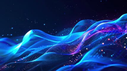 Fototapeta premium Blue abstract wave swirl with smoke effect