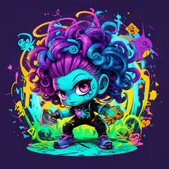 Colored baby character illustration hero on flat backround