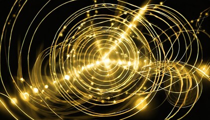 illustration of golden abstract light effect isolated on black background round sparkles and light lines in golden color abstract background for science futuristic energy