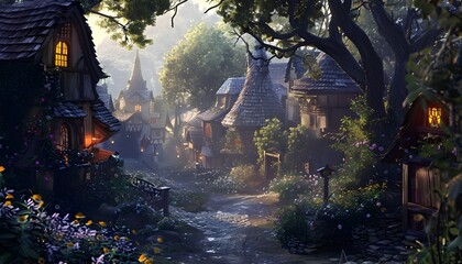 Small Fairy Tale Town. Fiction Backdrop
