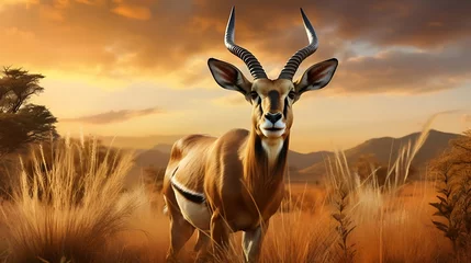 Poster Captivating Realism: A Spectacular Depiction of an Antelope, Exquisitely Rendered to Bring Its Beauty and Majesty to Life in Vivid Detail © Being Imaginative