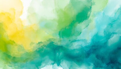 Fototapeta na wymiar abstract colorful watercolor paint blue green yellow background with liquid fluid texture for background banner