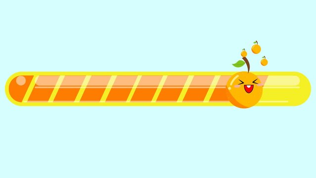 Animation of cute orange progress loading bar for template background