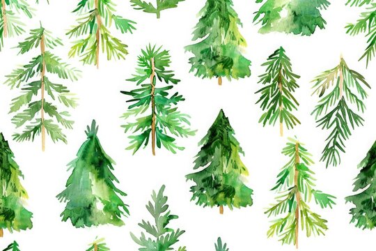 Watercolor spruce trees