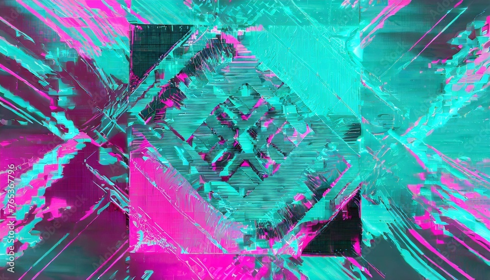 Canvas Prints modern digital abstract 3d background abstract blue mint and pink background with interlaced digital