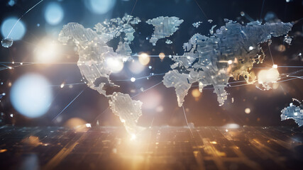  Digital image of Globe.  Futuristic global internet network background.