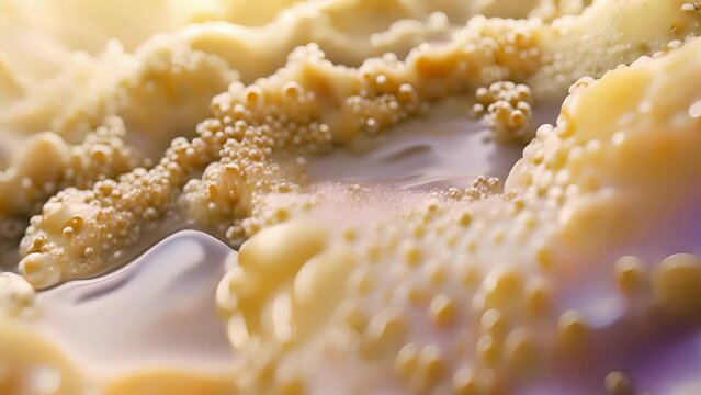 A macro shot of a yeast culture highlighting the microorganisms responsible for the fermentation process in beer and wine.