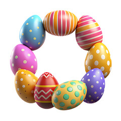 Obraz premium decorated quail eggs in the shape of a circle copy space