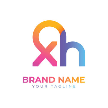 Letter xh colorful logo, vector gradient logo design template