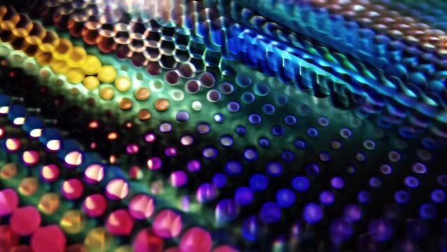 A magnified image of a microLED array a type of nanoelectronic display technology. Each individual LED emits a specific color of light allowing for vibrant and highresolution