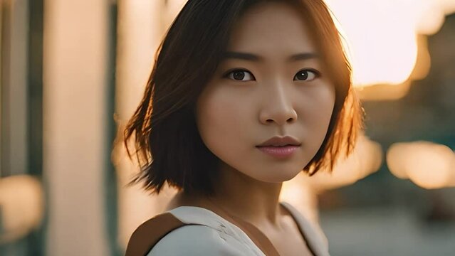 Asian woman with short hair